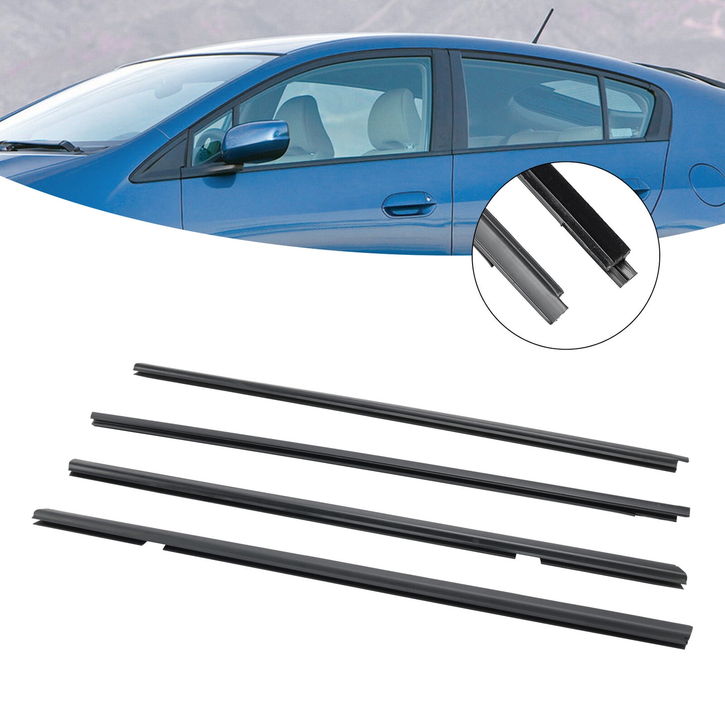 4PCS Outside Window Moulding Weatherstrip For Honda Insight 2010-2014