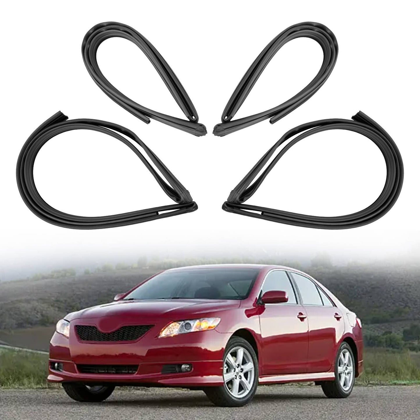 4x Weatherstrip Door Window Rubber Channel Seal For 2002-2006 Toyota Corolla
