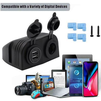 12V Dual USB 4.2A Charger Power Socket Outlet Surface Mount Fit Car Marine