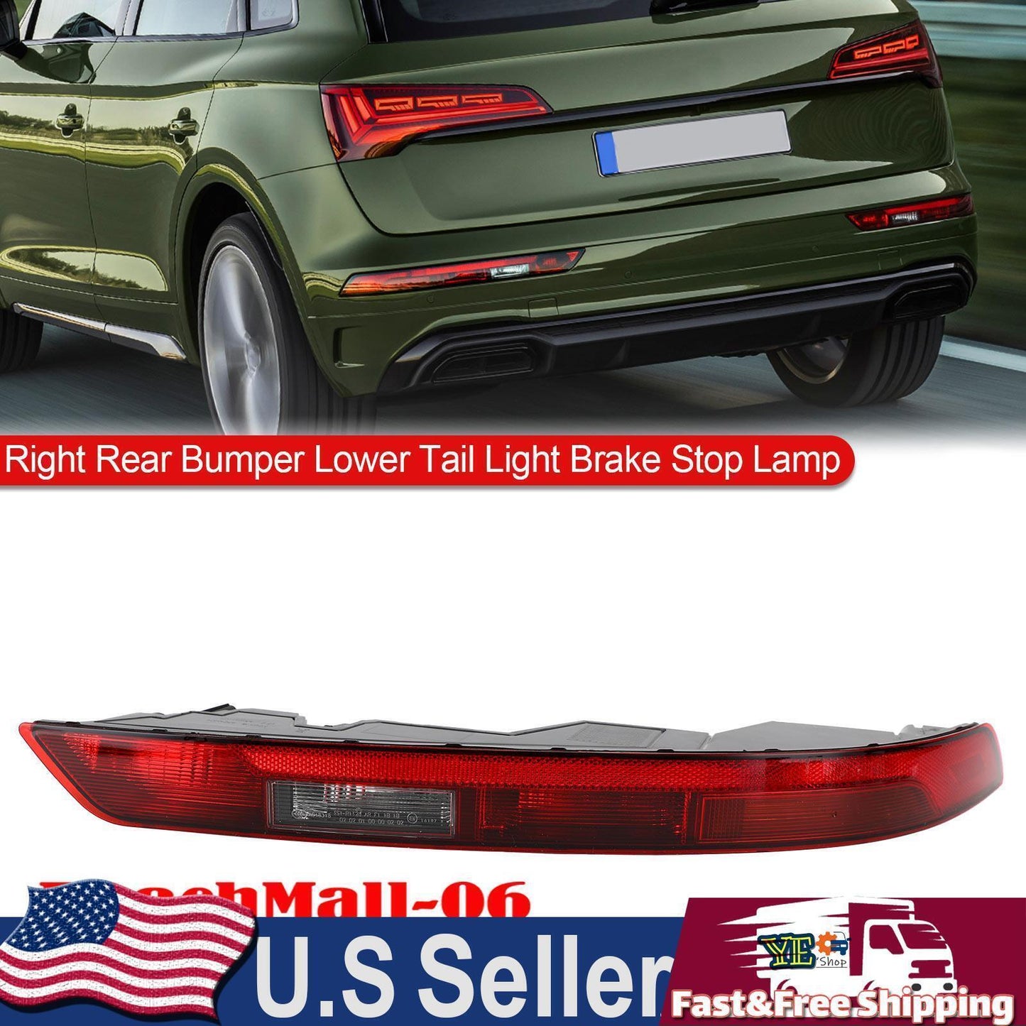 Right Rear Bumper Lower Tail Light Brake Stop Lamp For Audi Q5 18-21 RM6