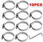 10x 2 Inch Stainless Steel Hose Clamps Worm Gear Duct Clamps Adjustable+Wrench