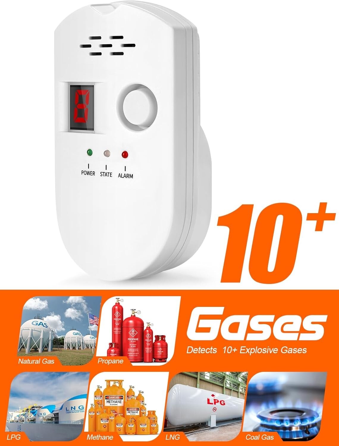 Digital Gas Leak Detector Alarm Sensor Propane Butane Methane Natural Gas Catch