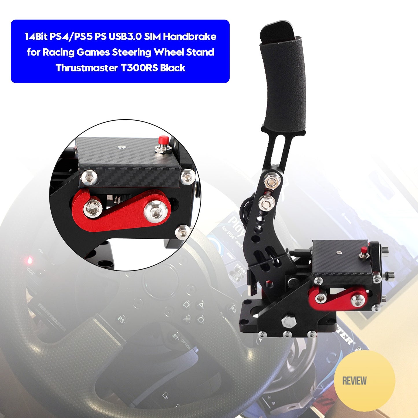 14Bit PS4/PS5 Handbrake for Racing Game Steering Wheel Thrustmaster T300RS Black