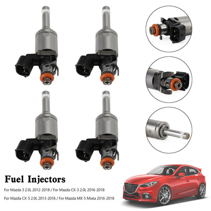 4PCS Fuel Injectors PE01-13-250C Fit Mazda 3 CX-3 CX-5 2.0 2012-18 PE01-13250B