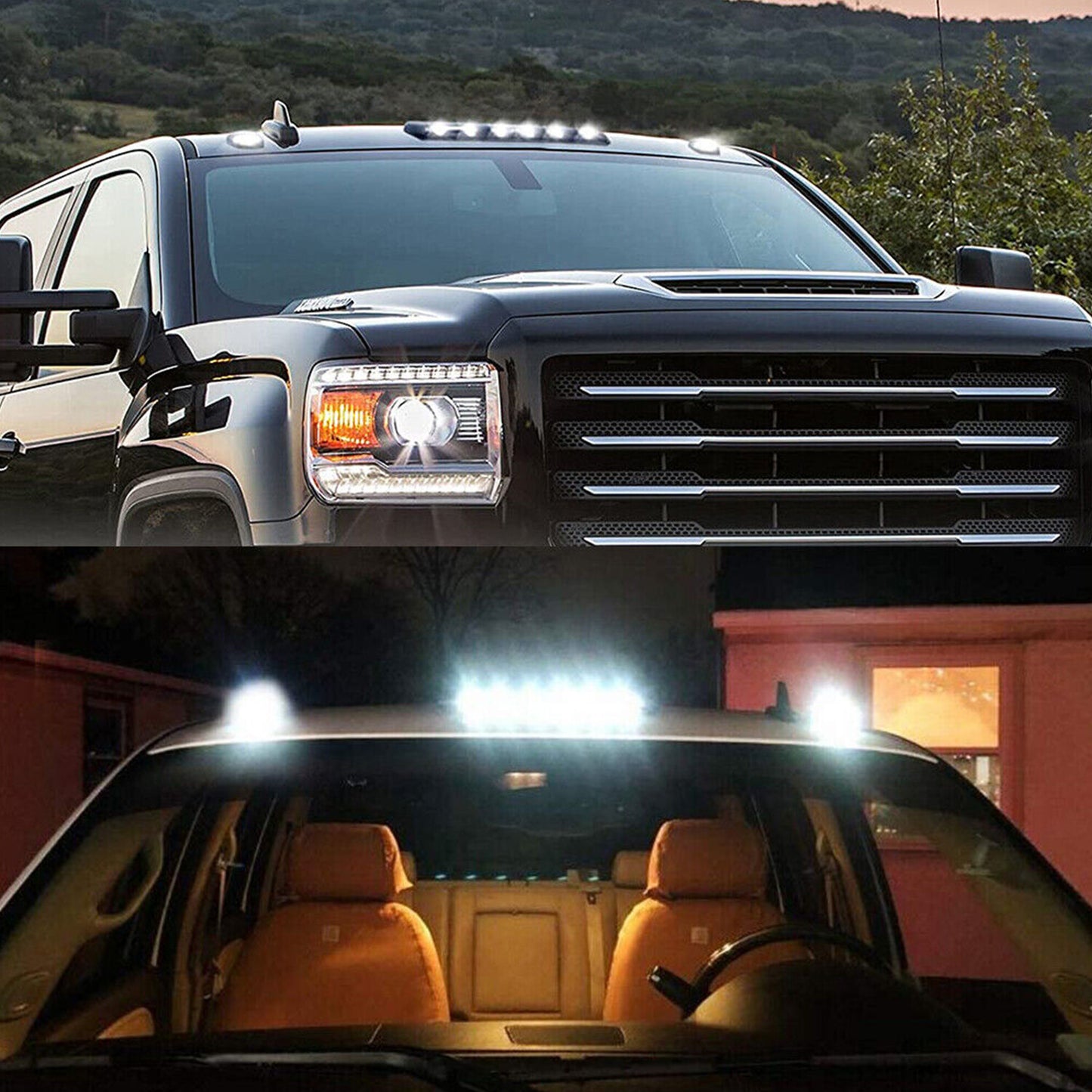 LED Cab Roof Marker Lights For 2007-2013 Chevy GMC 1500 2500HD 3500HD White
