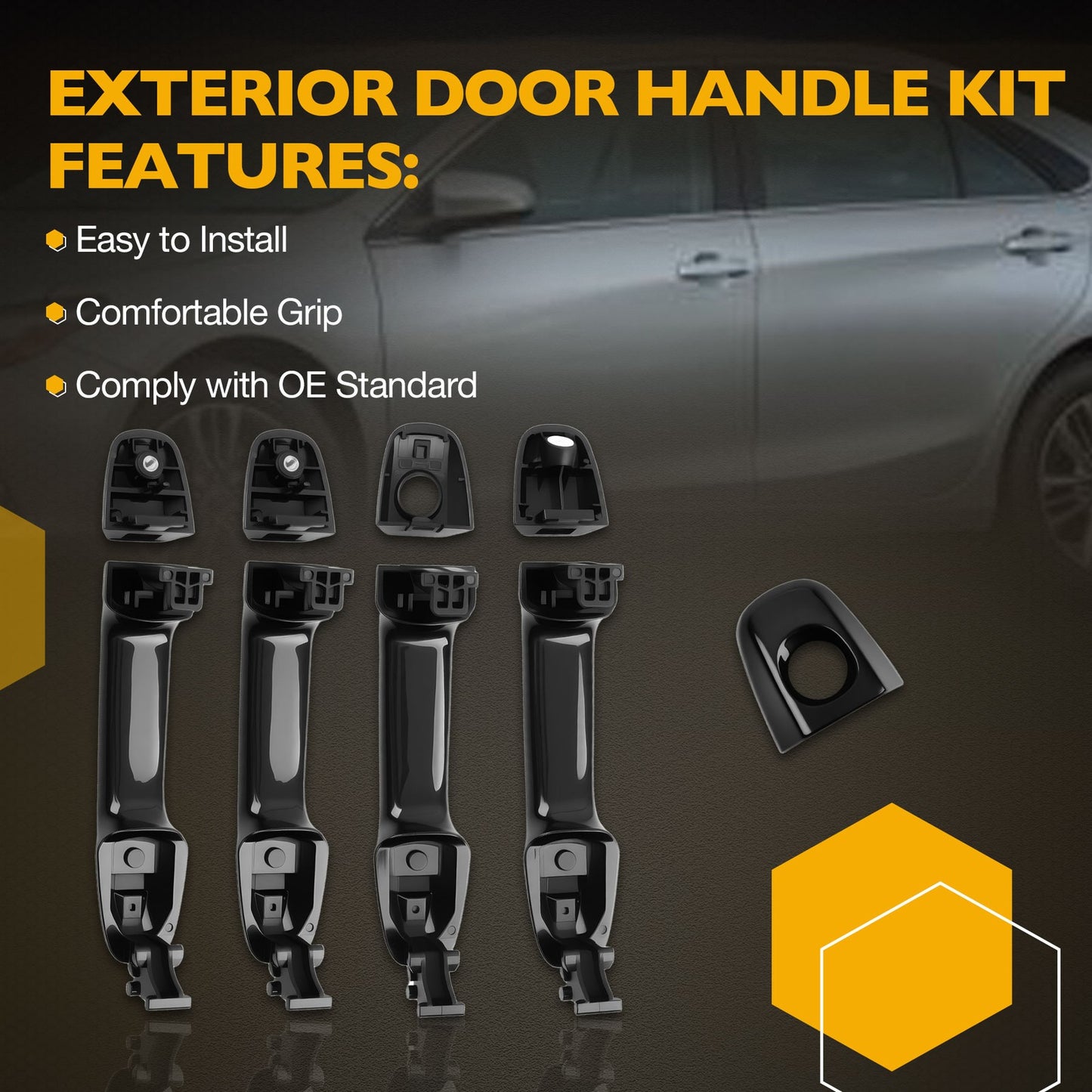 4X Exterior Door Handle Front /Rear Driver Passenger Side Fit 12-17 Toyota Camry