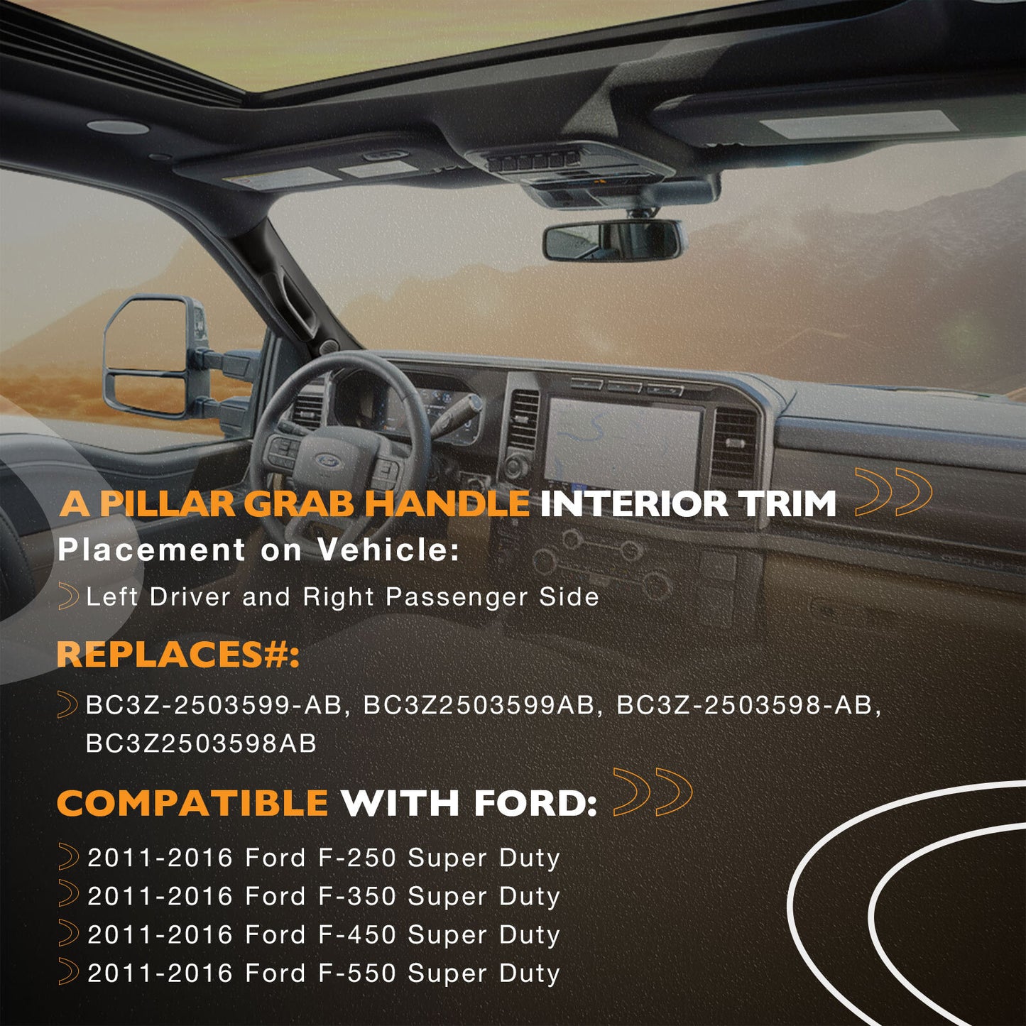 Pair A-Pillar Interior Trim Grab Handle Front Left Right For 2011-16 Ford F-250