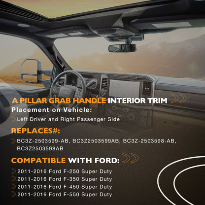 Pair A-Pillar Interior Trim Grab Handle Front Left Right For 2011-16 Ford F-250