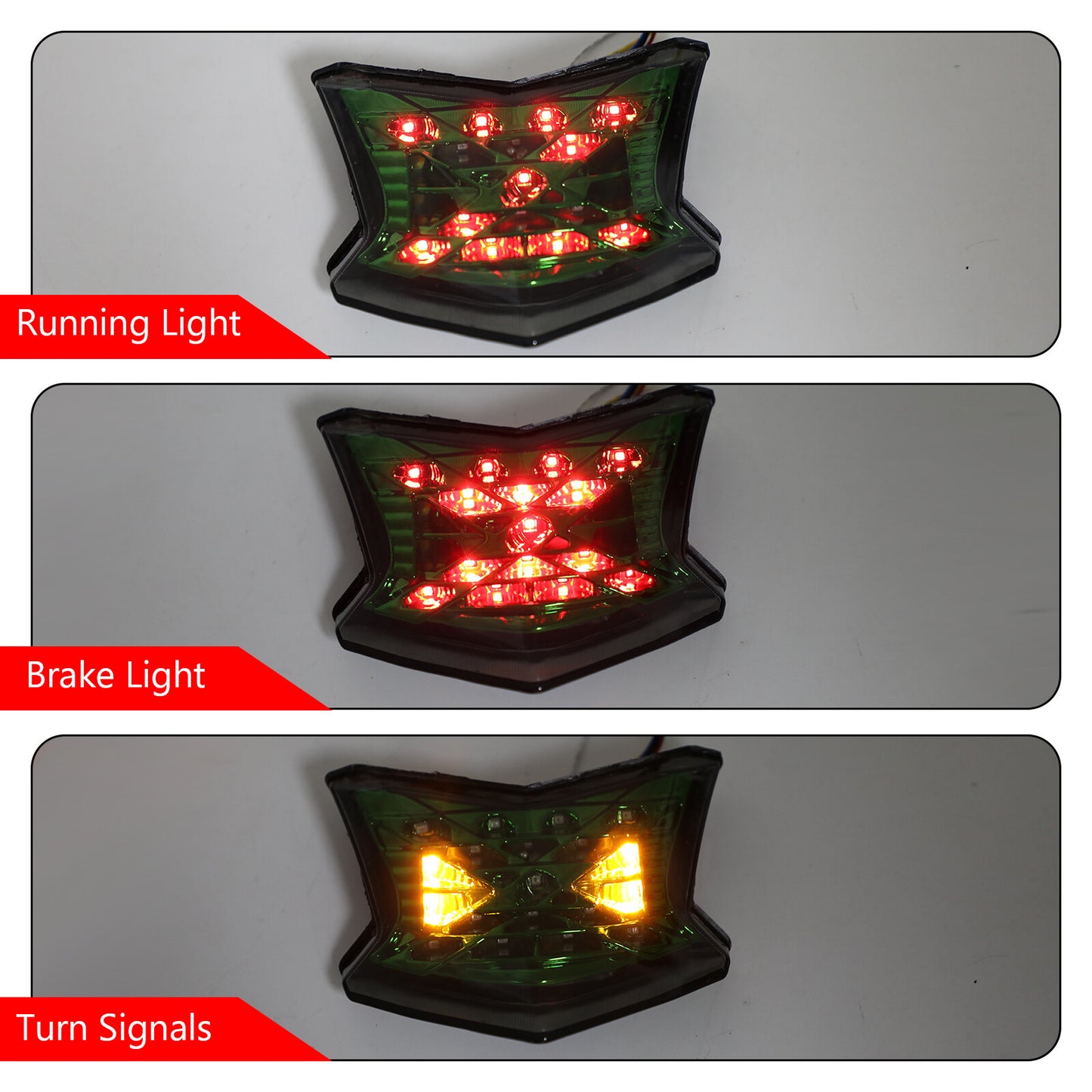 LED Brake Turn Signals Taillight For Kawasaki Z650 Ninja 650 Z900 2017-24 Green