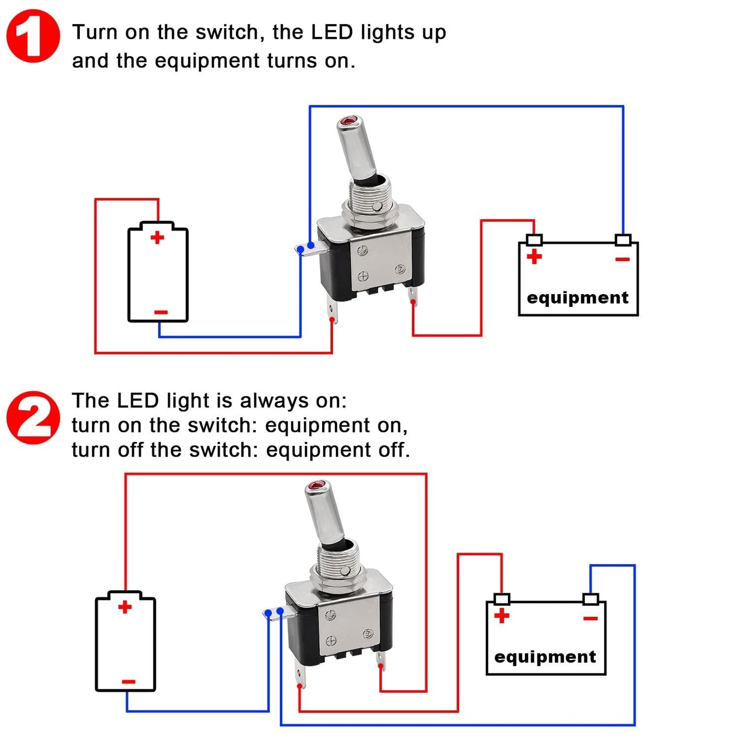 2x Toggle Switch Heavy Duty 12V DC 20A Rocker Switch SPST On/Off 2 Pin for Car