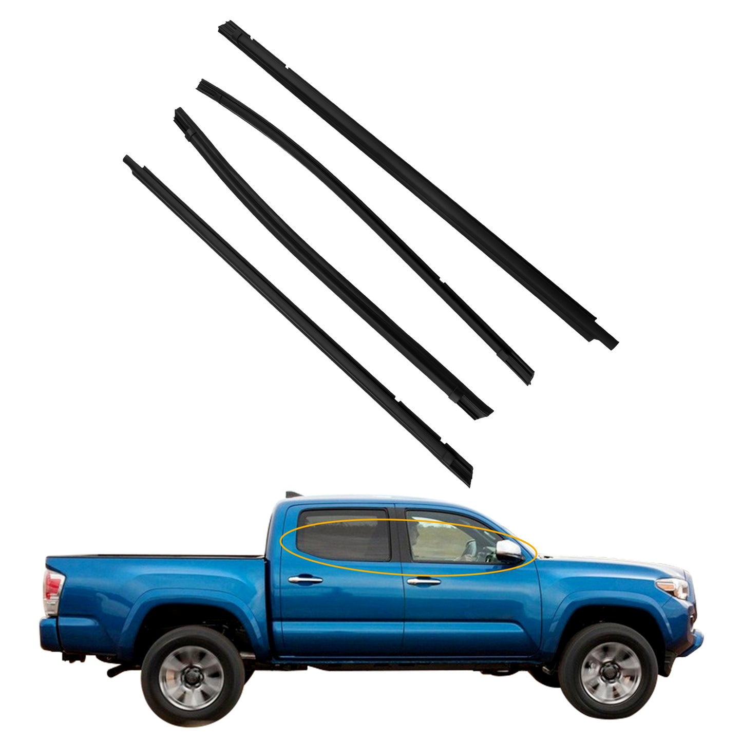 Outside Window Weatherstrip Trim Seal Belt Fits 05-15 Toyota Tacoma Double Cab