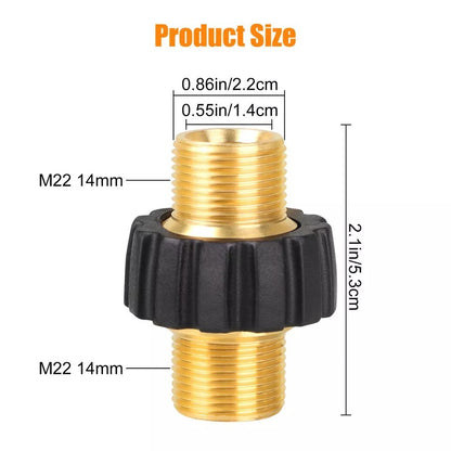 2Pcs Brass Pressure Washer Connector Quick Connect Fitting M22-14mm Hose Adapter