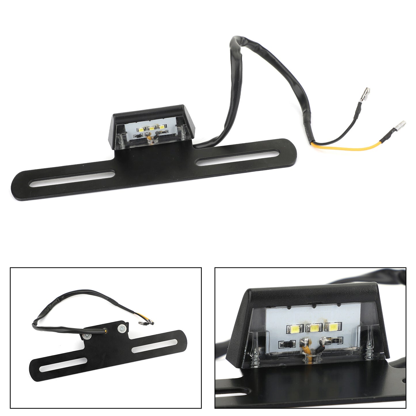 Universal Motorcycle License Plate Bracket w Light fit for Honda Kawasaki Suzuki