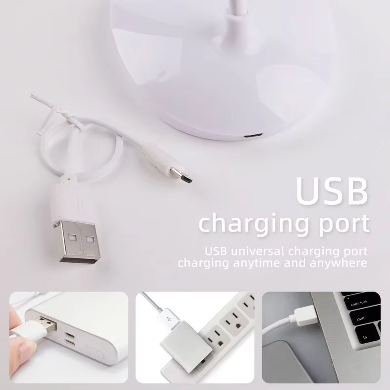 USB LED Desk Light Dimmable Bedside Reading Lamp Rechargeable Touch Control