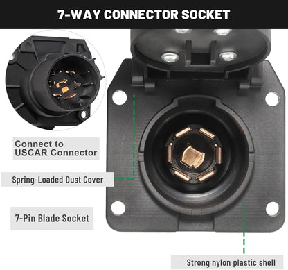 RV Blade 7 Pin Trailer Tow Connector Plug USCAR Socket For Ford F-150 1997-2011