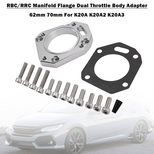 Solid Spare RBC/RRC Manifold Flange Dual Throttle Body Adapter 62mm 70mm For K20A A2 A3