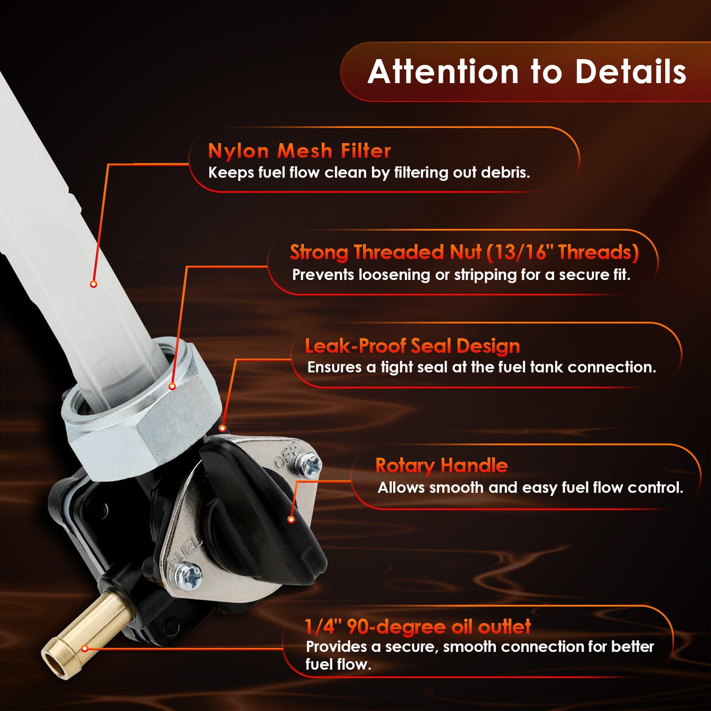 Fuel Valve Petcock w/ Male Thread For 95-01 Harley FLST FXST FLT FXD 61338-94D