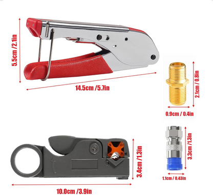 Coaxial Compression Tool Kit Crimper Wire Stripper TV Coax Cable CCTV Repair New