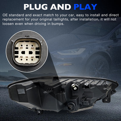 2x LED Headlight Assy Driver Passenger Side For 2022-2024 Tesla Model X Plaid