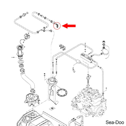 Coolant/Fuel Tank Elbow Male Connector for Ski-Doo, Sea-Doo, Can-Am - 414580600