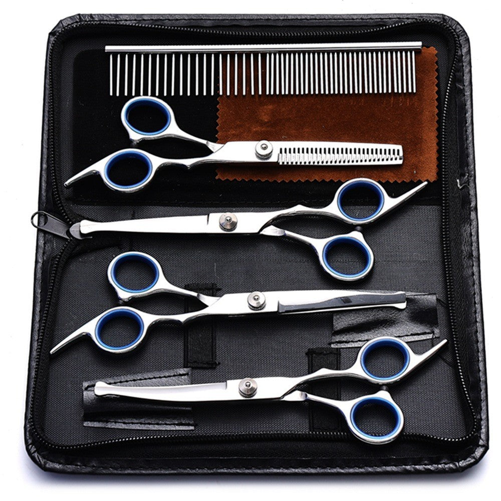 6PCS Professional Pet Dog Grooming Scissors Set Straight Curved Thinning Shear