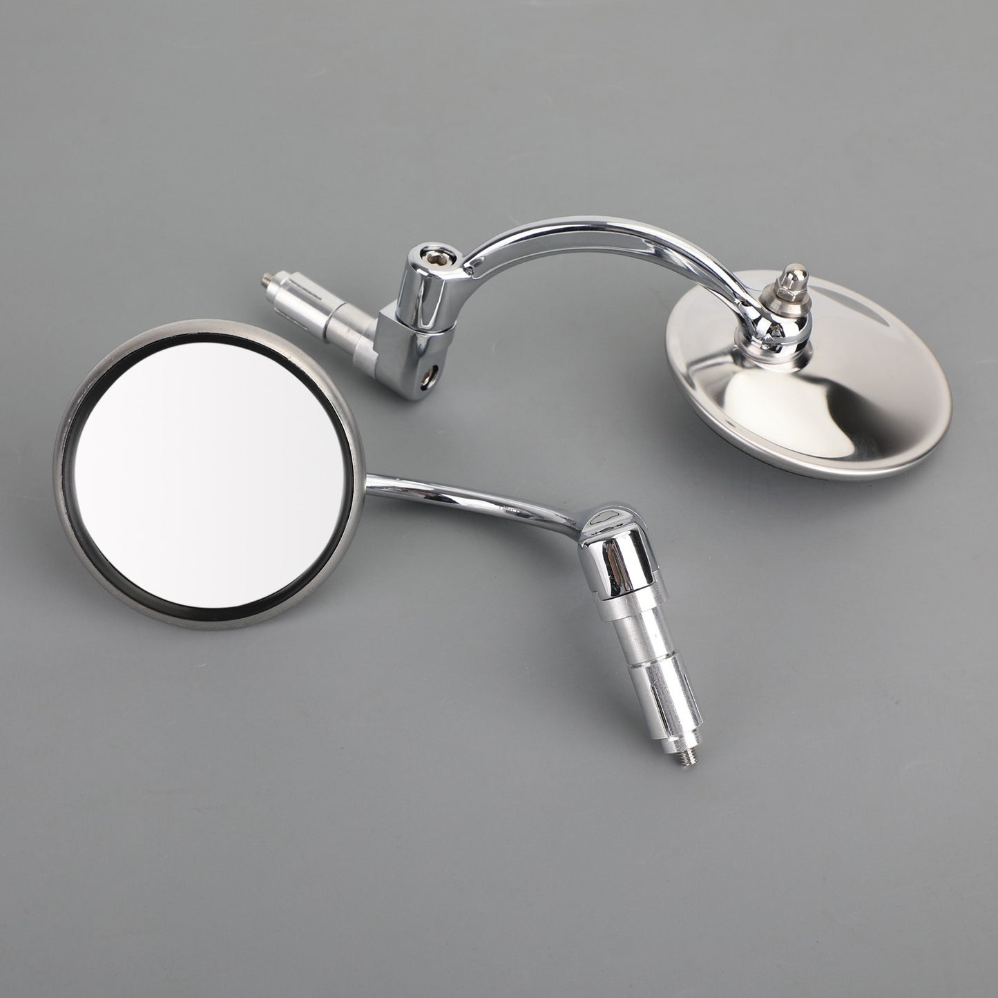 Chrome Round Rearview Mirrors Bar End Mirror for Motorcycle Chopper Cafe Racer