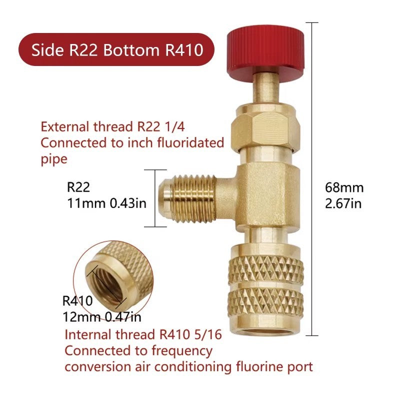 2PCS R410 R22 Refrigerant Service Charging Shut off Adapter Control Valve HVAC