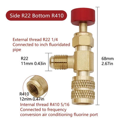 2PCS R410 R22 Refrigerant Service Charging Shut off Adapter Control Valve HVAC