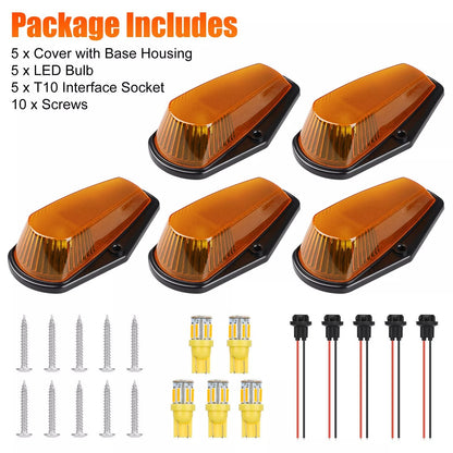 5Pcs For Ford F150 F250 F350 1980-1997 Roof Top Cab Lights Amber LED Marker Lamp