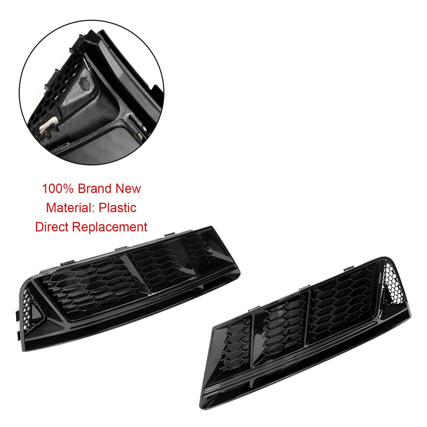 Front Fog Light Grill Lower Bumper Grille Chrome Fits For AUDI A4 B9 2016-2018