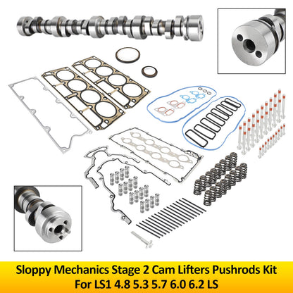 Sloppy Mechanics Stage 2 Cam Lifters Pushrods Set For LS1 4.8 5.3 5.7 6.0 6.2 LS