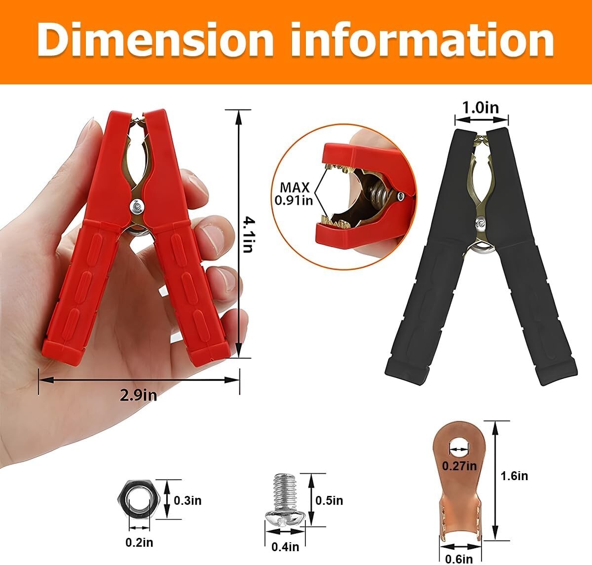 2PCS Heavy Duty Car Battery Clip Cables Alligator Clips Charger Clamp Tool Set