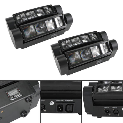 2x 80W 8LED RGBW Spider Moving Head Stage Lighting Beam DMX Party DJ Lighting US