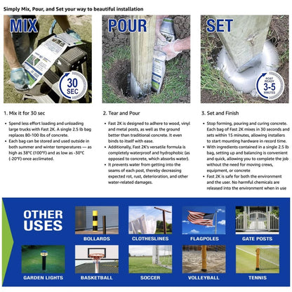 Solid Spare Fast 2K Fence Post Mix, Concrete Alternative for Fence & Mail Post Installs (2)