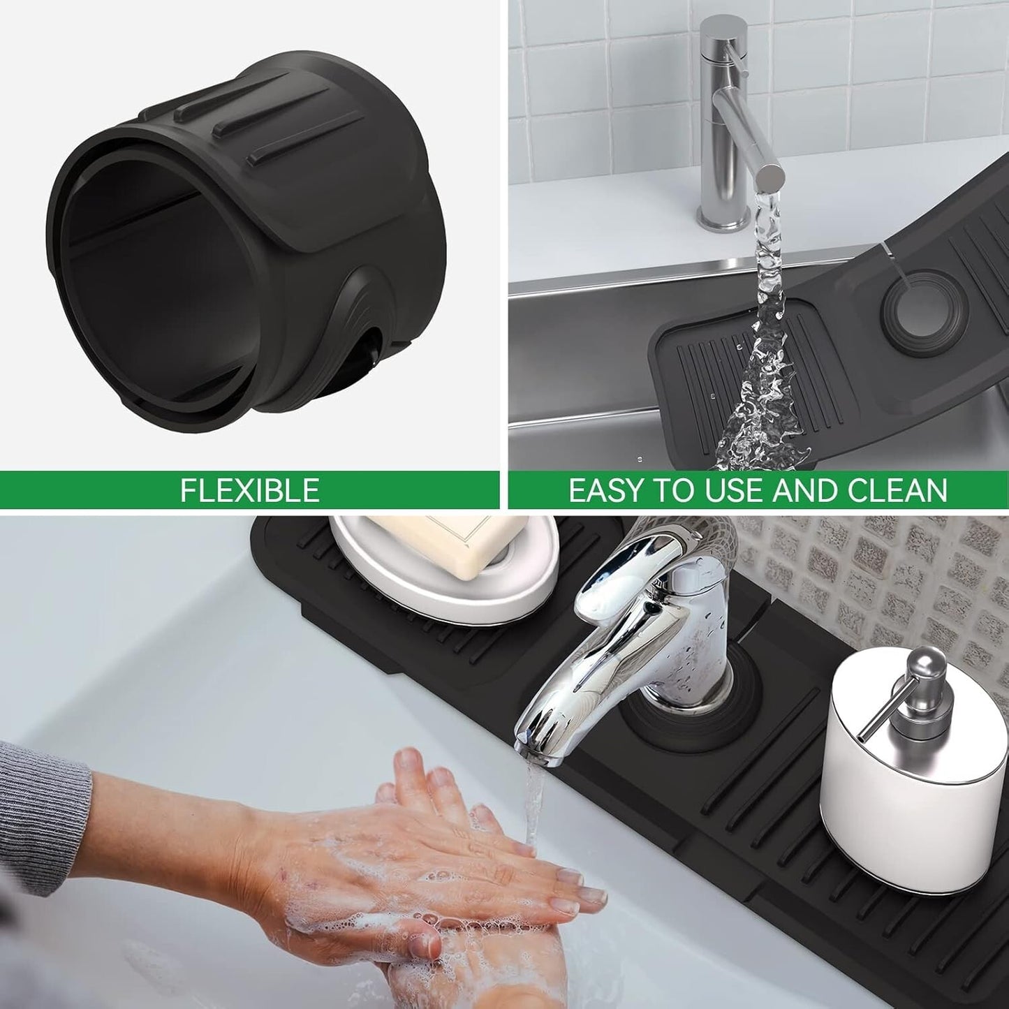 Kitchen Faucet Sinks Splash Guard Silicone Drain Pad Water Catcher Tray Slip Mat