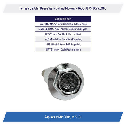 Wheel Axle Bolt Screw for John Deere Walk-Behind Lawn Mowers - M110801