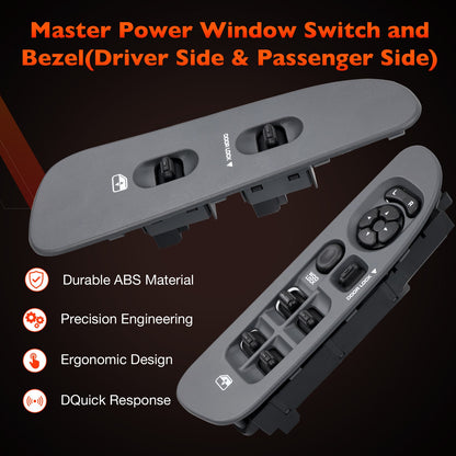 Power Window Door Lock Mirror Switch LH RH w/ Bezel Kit For 01-09 Dodge Ram 1500