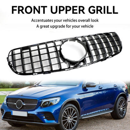 Front Bumper Grille Grill Fit Mercedes Benz GLC X253 C253 2015-2019 Gloss Black