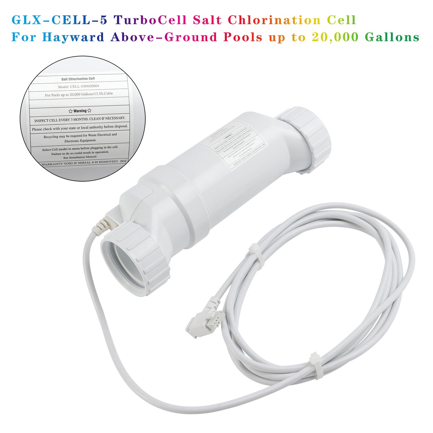 GLX-CELL-5 TurboCell Salt Chlorination Cell For Hayward Pool up to 20000 Gallons