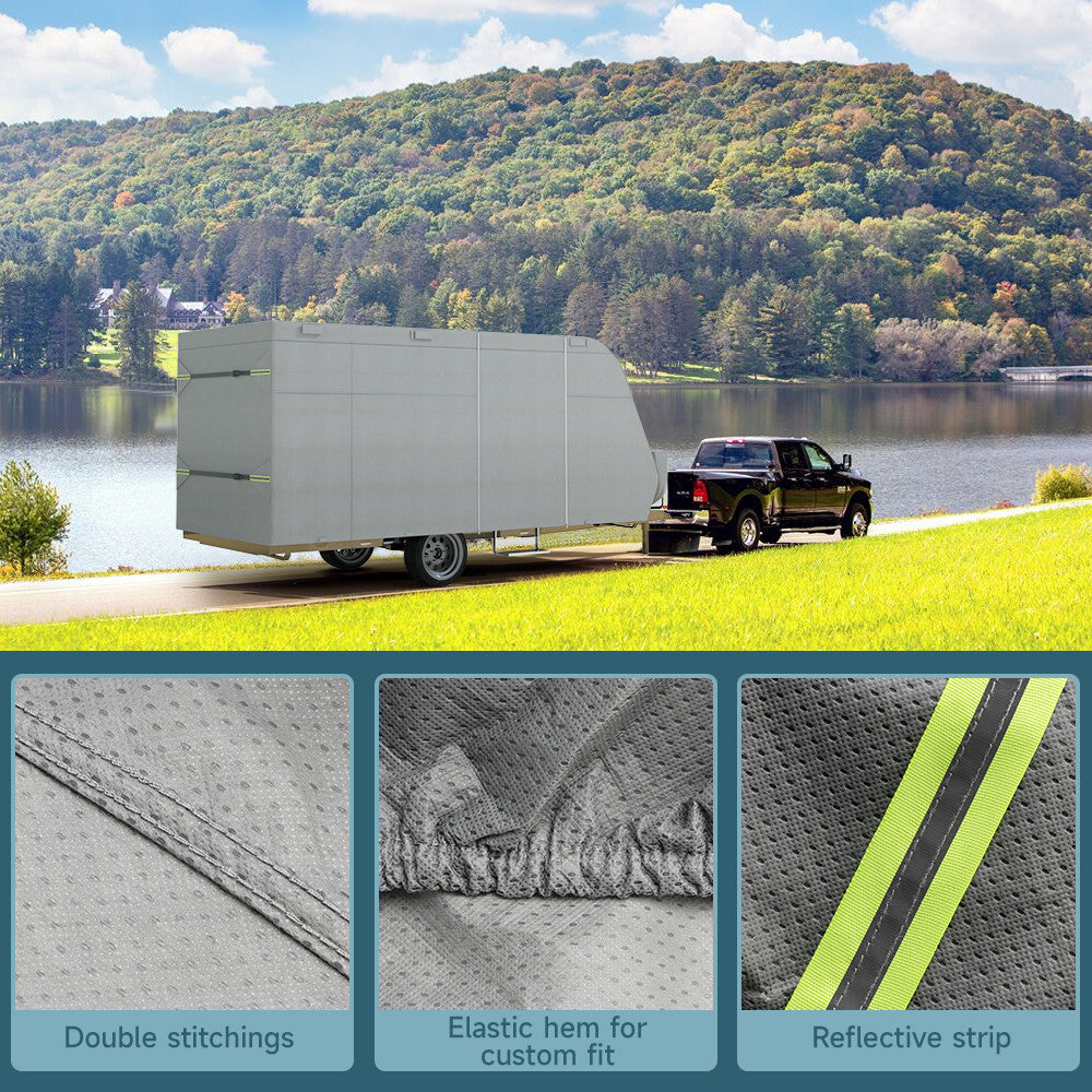 5-Layer Camper RV Cover 27'-30' Travel Trailer Windproof w/ Repair Patches
