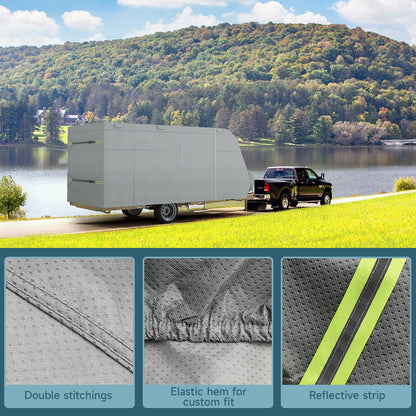 5-Layer Camper RV Cover 27'-30' Travel Trailer Windproof w/ Repair Patches