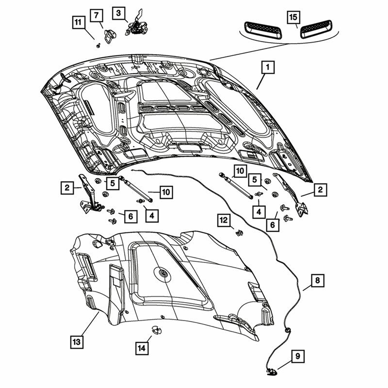 Left + Right Side Hood Bezel Replace For 2010-2019 Dodge Ram 1500 Classic Design
