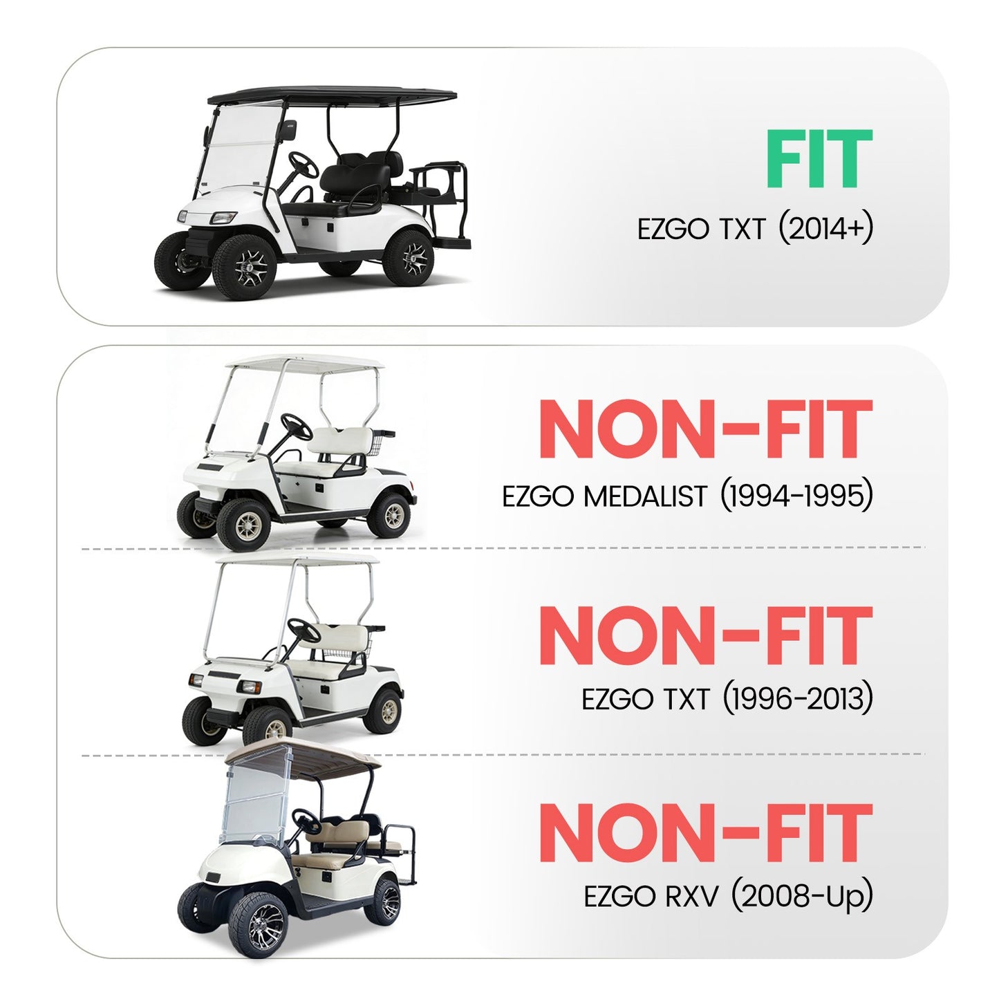 Solid Spare For EZGO TXT 2014+ Clear Fold Down Golf Cart Windshield Windscreen