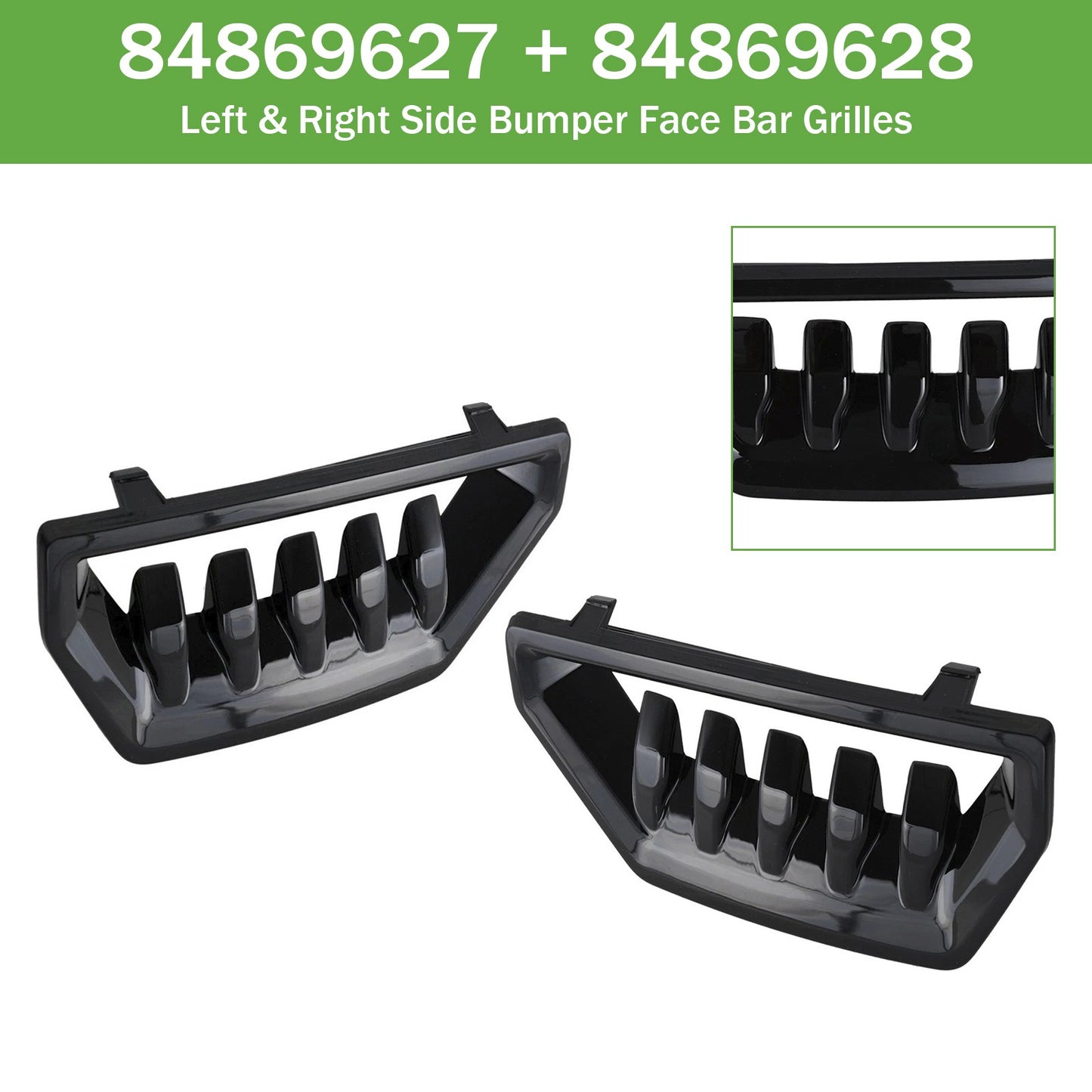 Left & Right Side Bumper Face Bar Grilles for GMC Sierra 1500 2022-2024