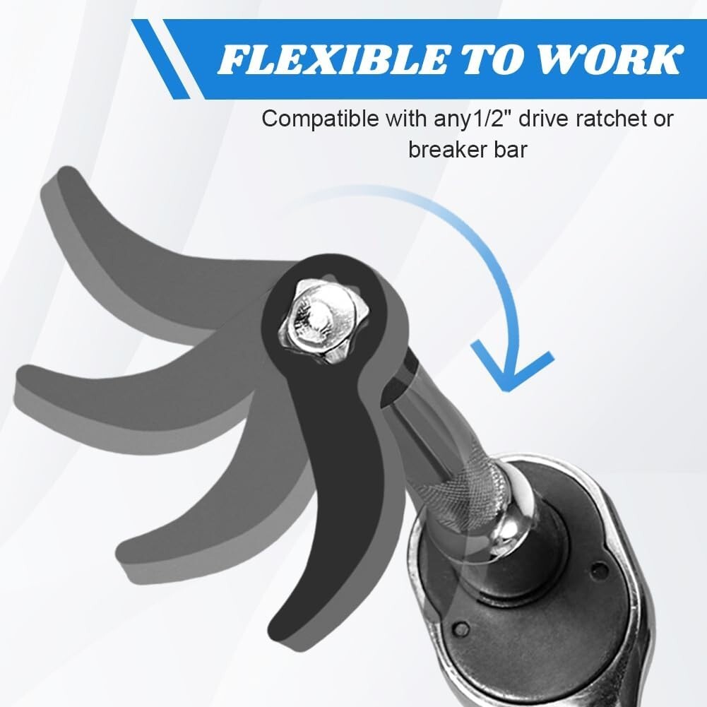 2PCS Pry Bar Wrench Adapter Head Half Shaft Removal Crowbar Ratchet Tool 1/2 in.