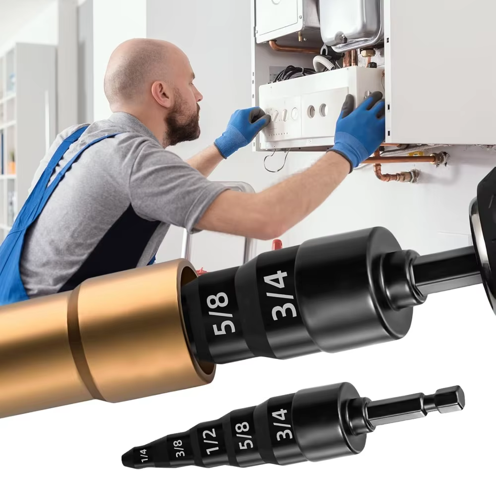 AC Air Conditioner Copper Pipe Tube Expander Swaging Tool Kit Drill Bit Flaring