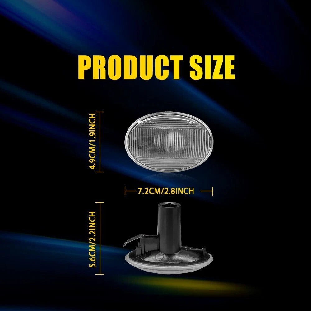 2X LED Side Marker Fender Light For Mini Cooper S R55 R56 R57 R58 R59 Clear Lens