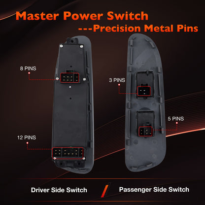 Power Window Door Lock Mirror Switch LH RH w/ Bezel Kit For 01-09 Dodge Ram 1500