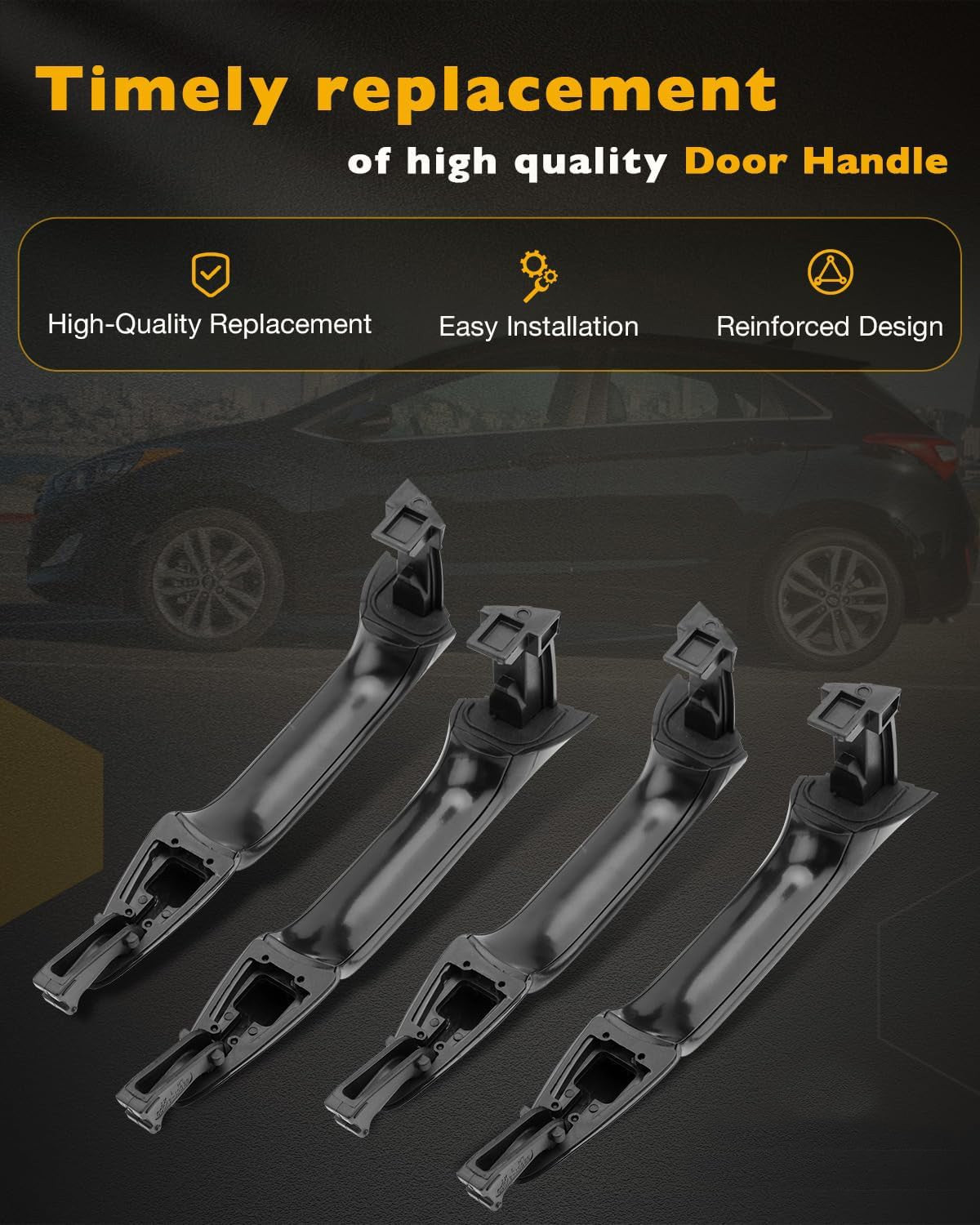 4X Outside Exterior Door Handles w/ Lock Cylinder Fit 2011-2016 Hyundai Elantra