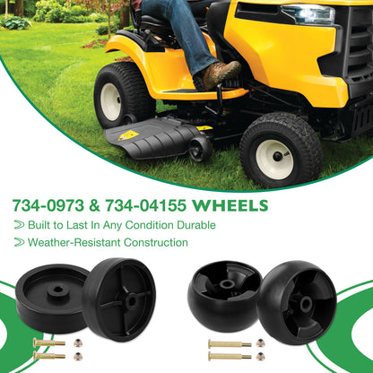 4x 734-0973 Lawn Mower Deck Roller Wheel Kit For Cub Cadet Craftsman 734-04155